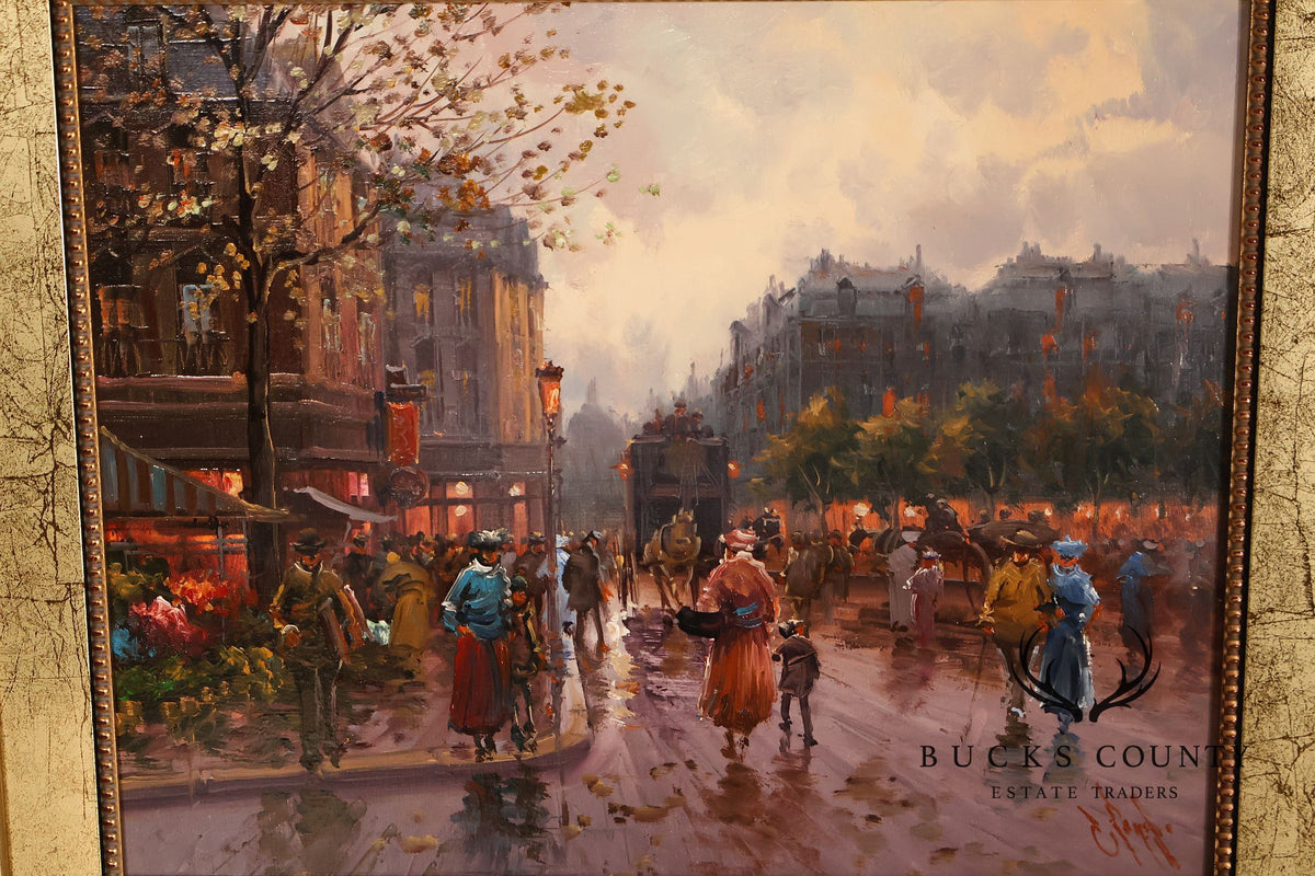 Impressionist Style Painting, Street Scene. Emilio Payes