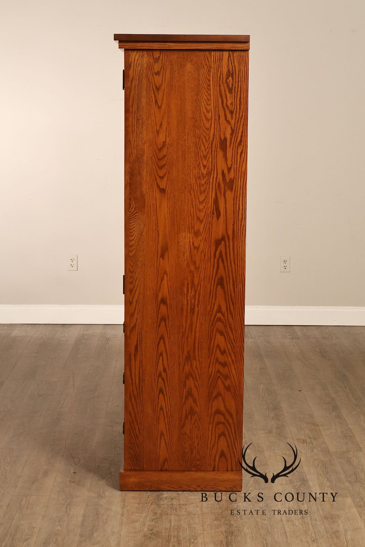 Mission Oak Two Door Display Bookcase Cabinet With Drawers