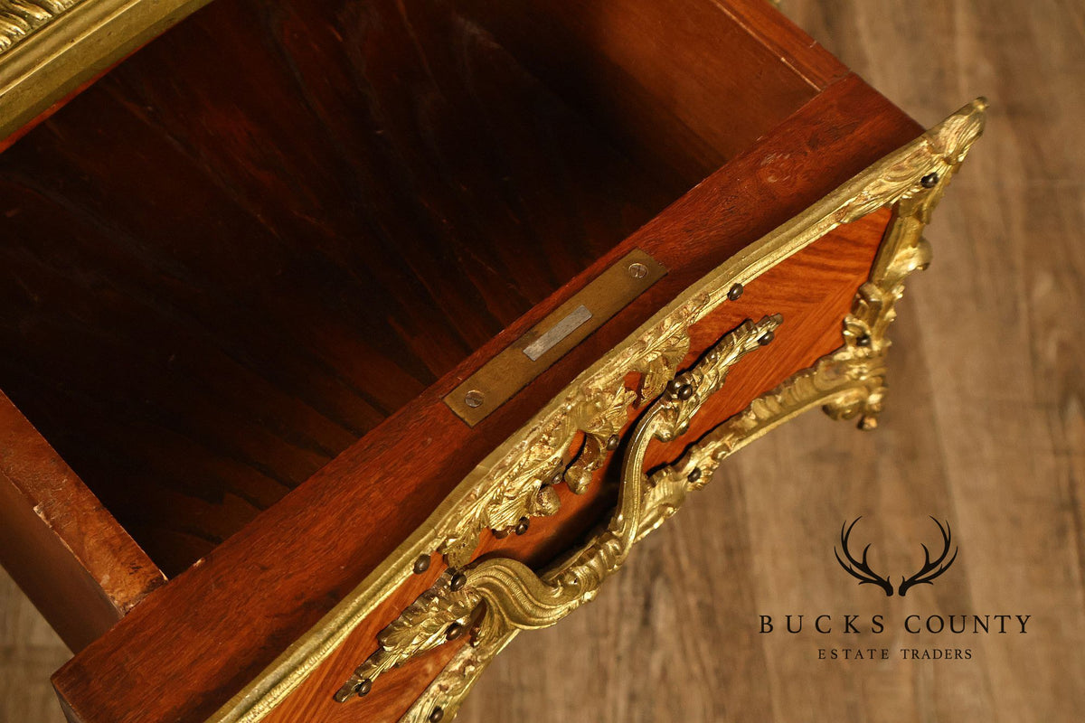French Napoleon III Style Leather Top Executive Desk