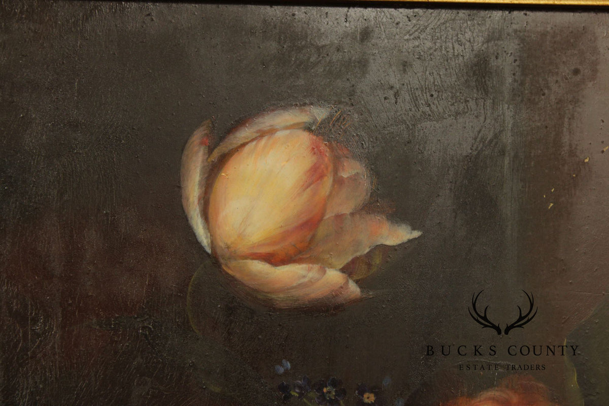 Giltwood Framed Still-Life Print, Signed
