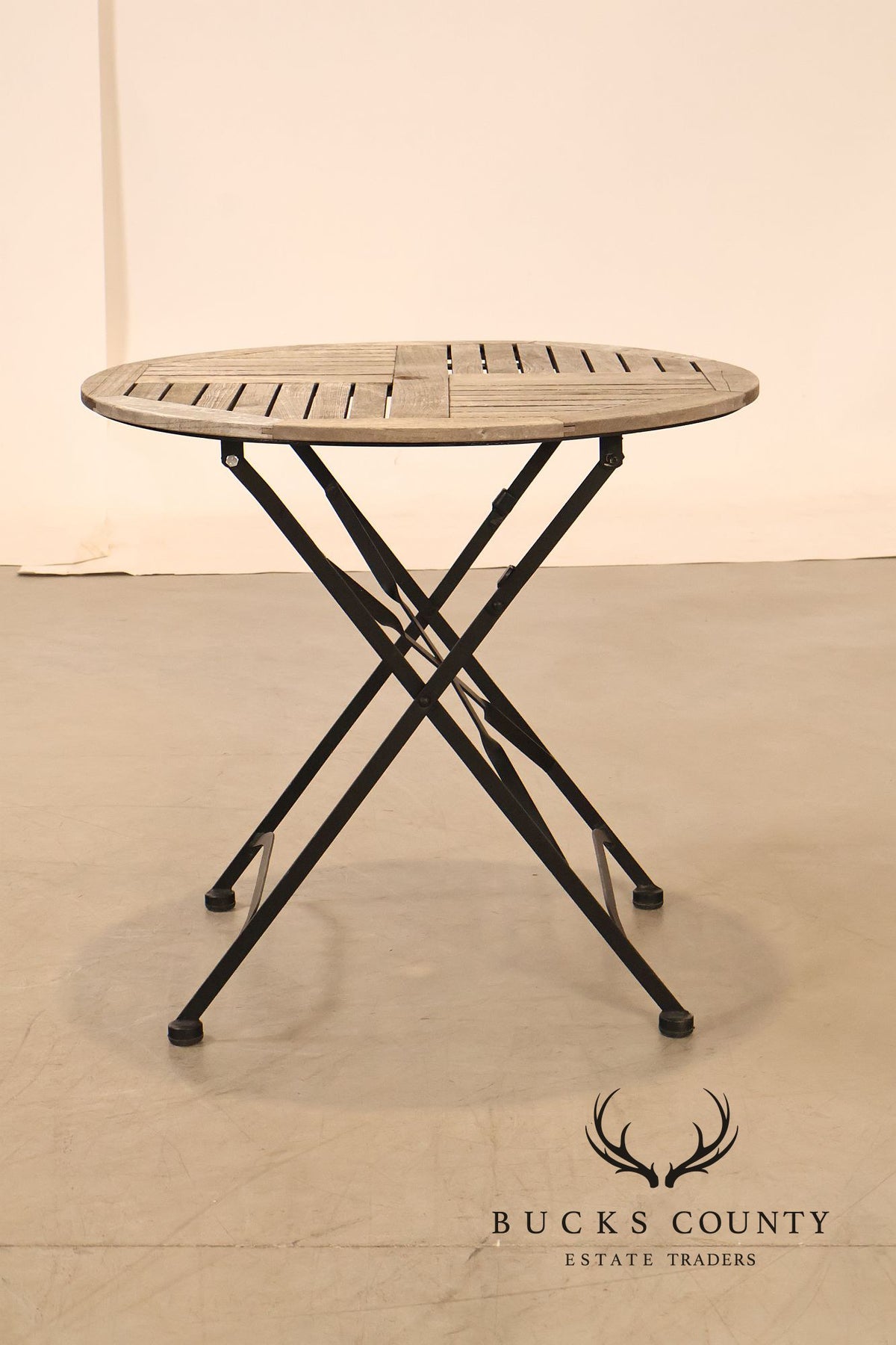 French Style Teak and Wrought Iron Five-Piece Bistro Set