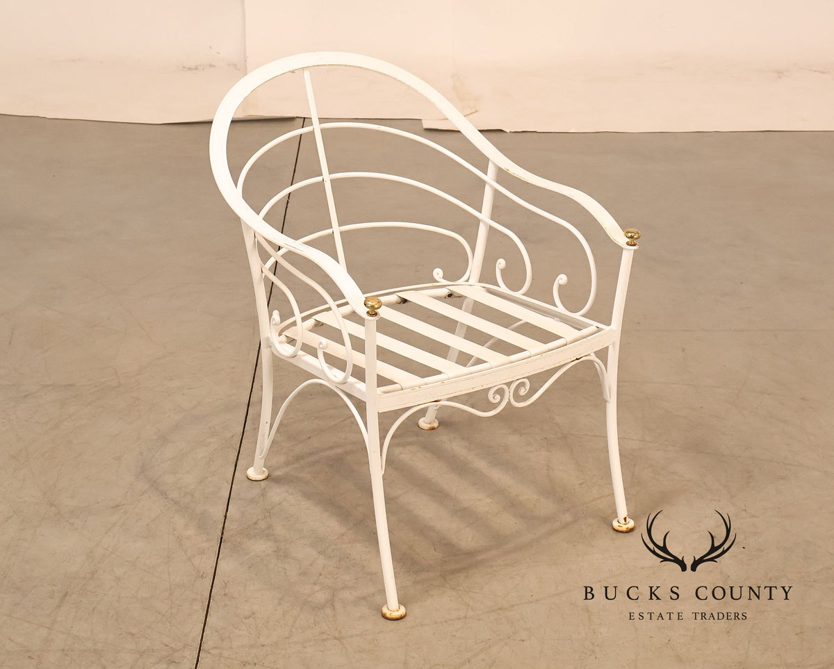 Woodard French C ountry Style Wrought Iron Pair Of Garden Lounge Chairs With Scrollwork
