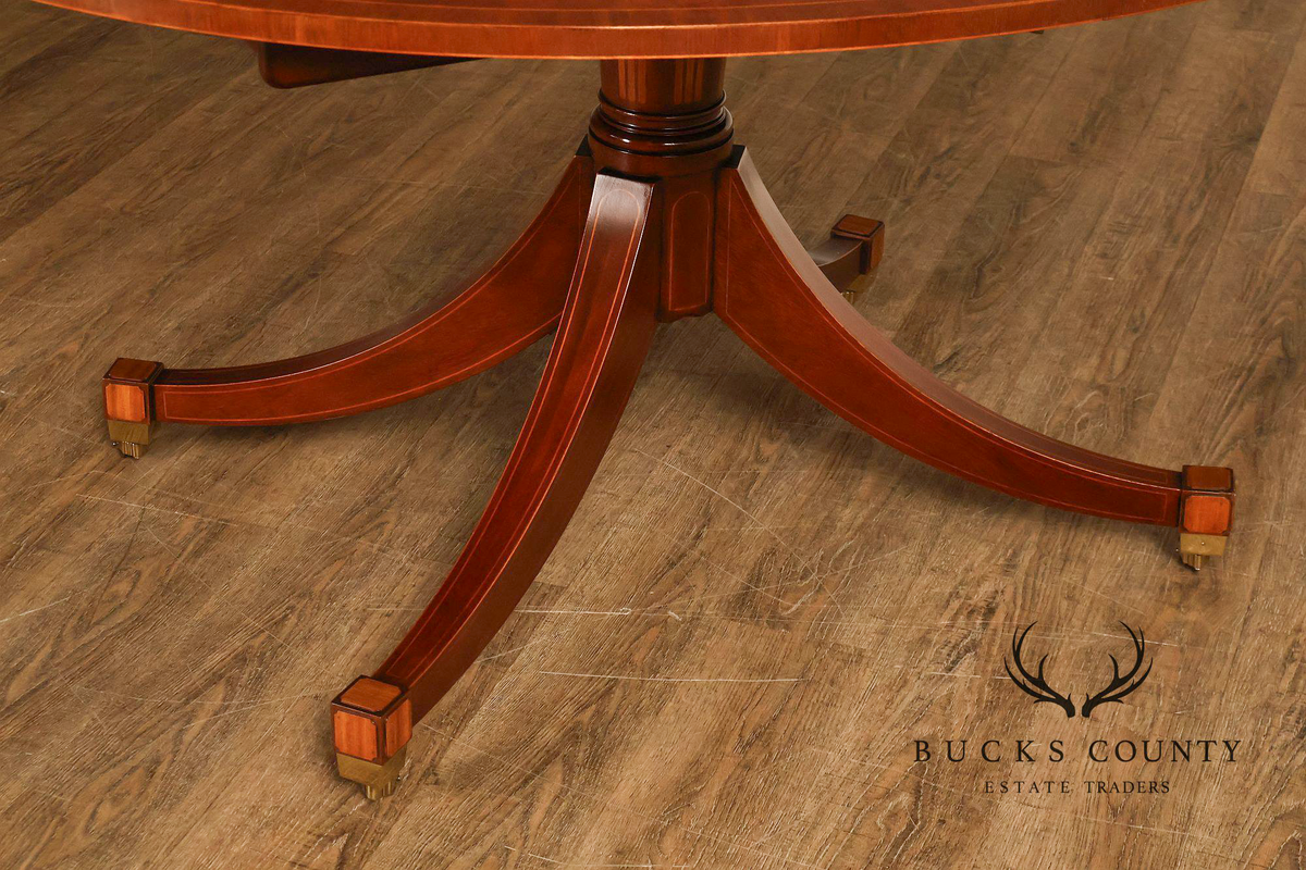 Baker Regency Style Banded Mahogany Extendable Dining Table