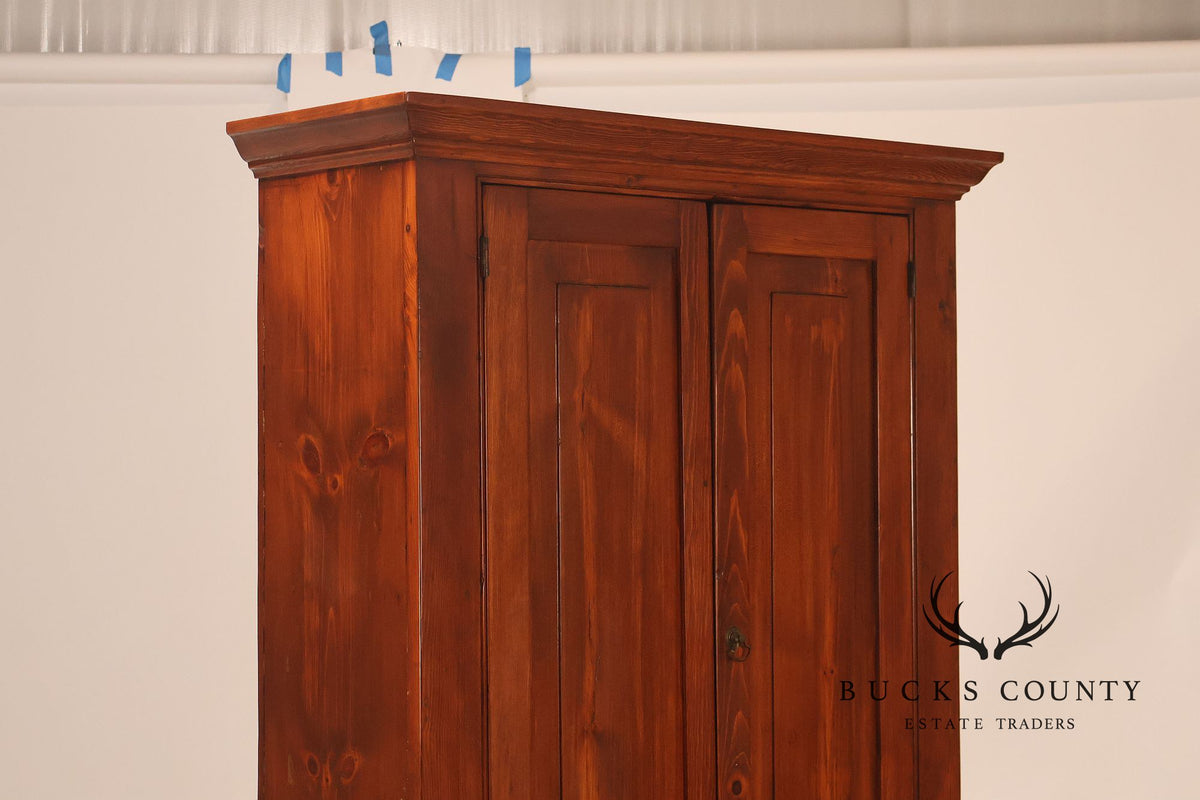 Antique Primitive American Pine Two Piece Pantry Cupboard