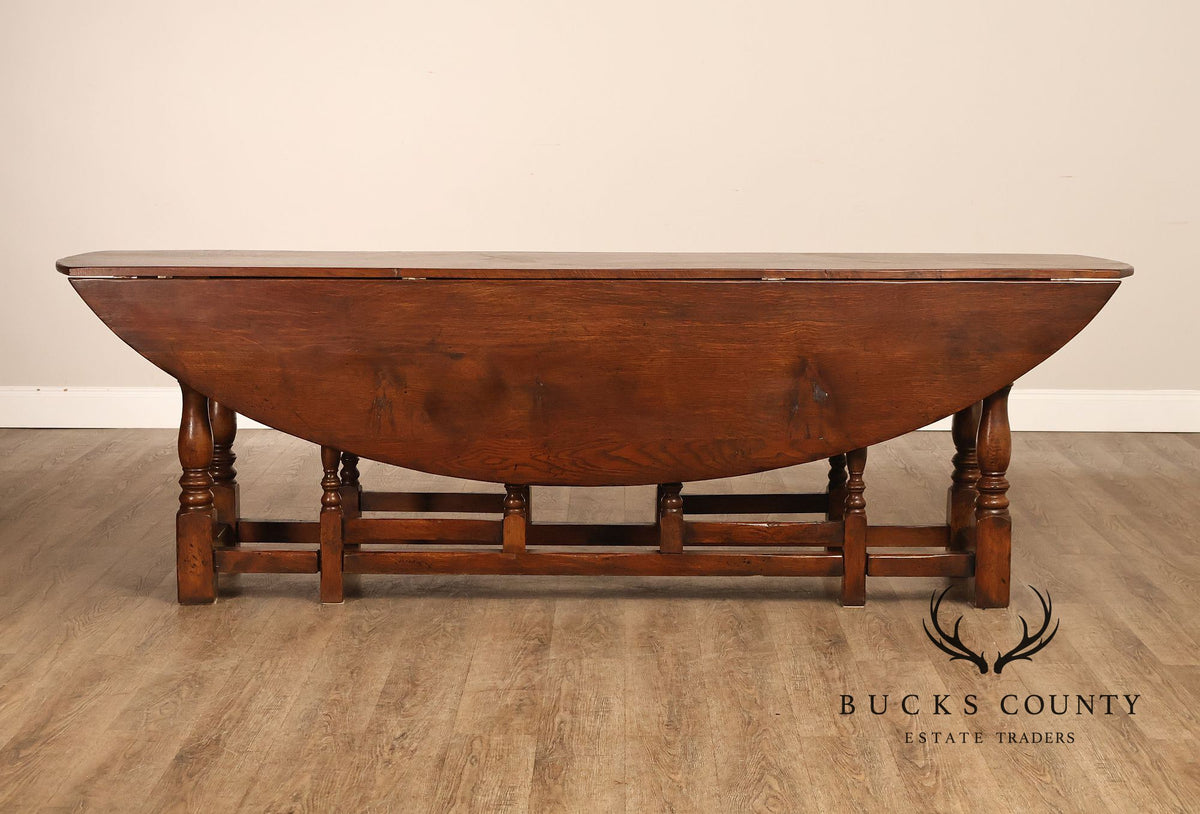 English Oak Large Gateleg Drop Leaf Dining Table