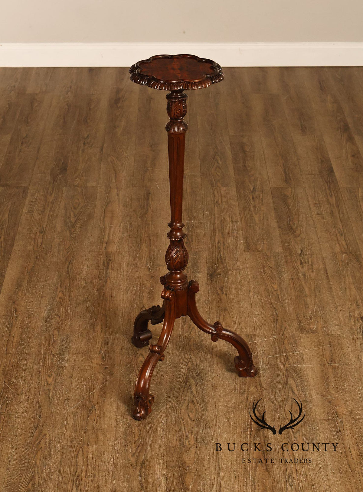 Baker Furniture Carved Mahogany Plant Stand