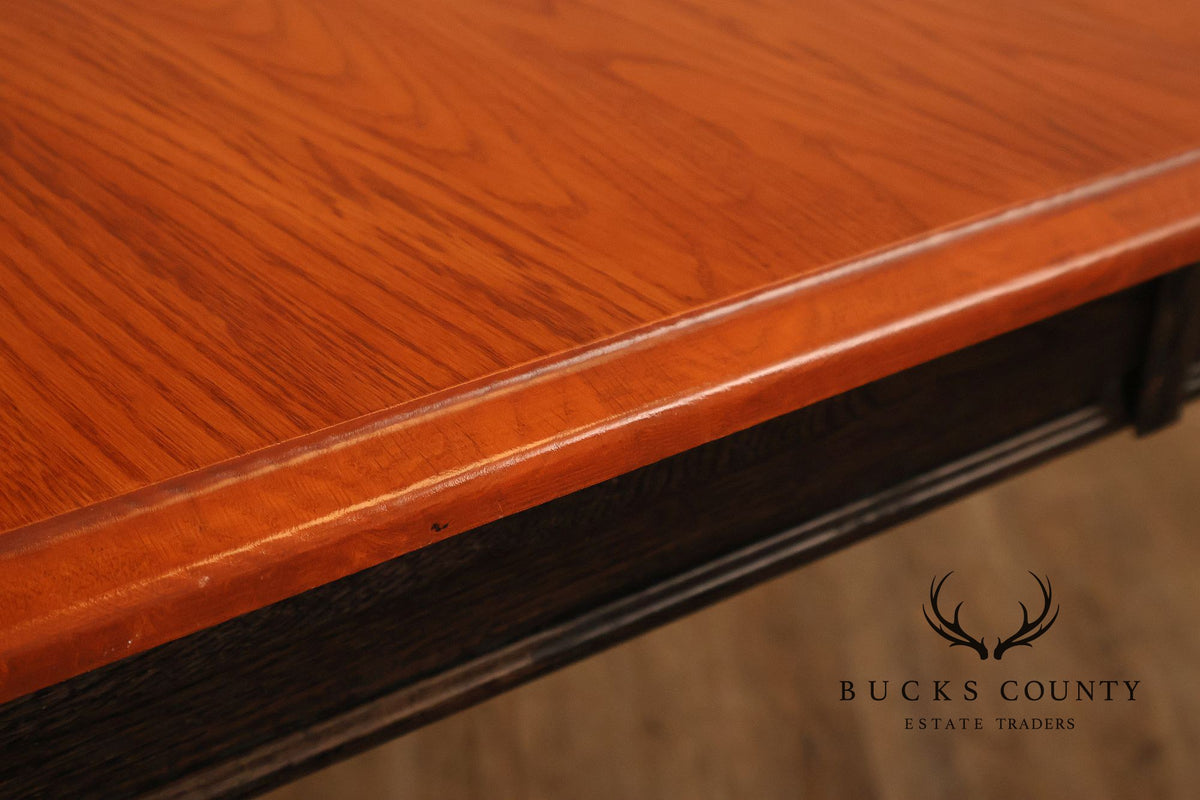 Farmhouse Style Oak Expandable Dining Table