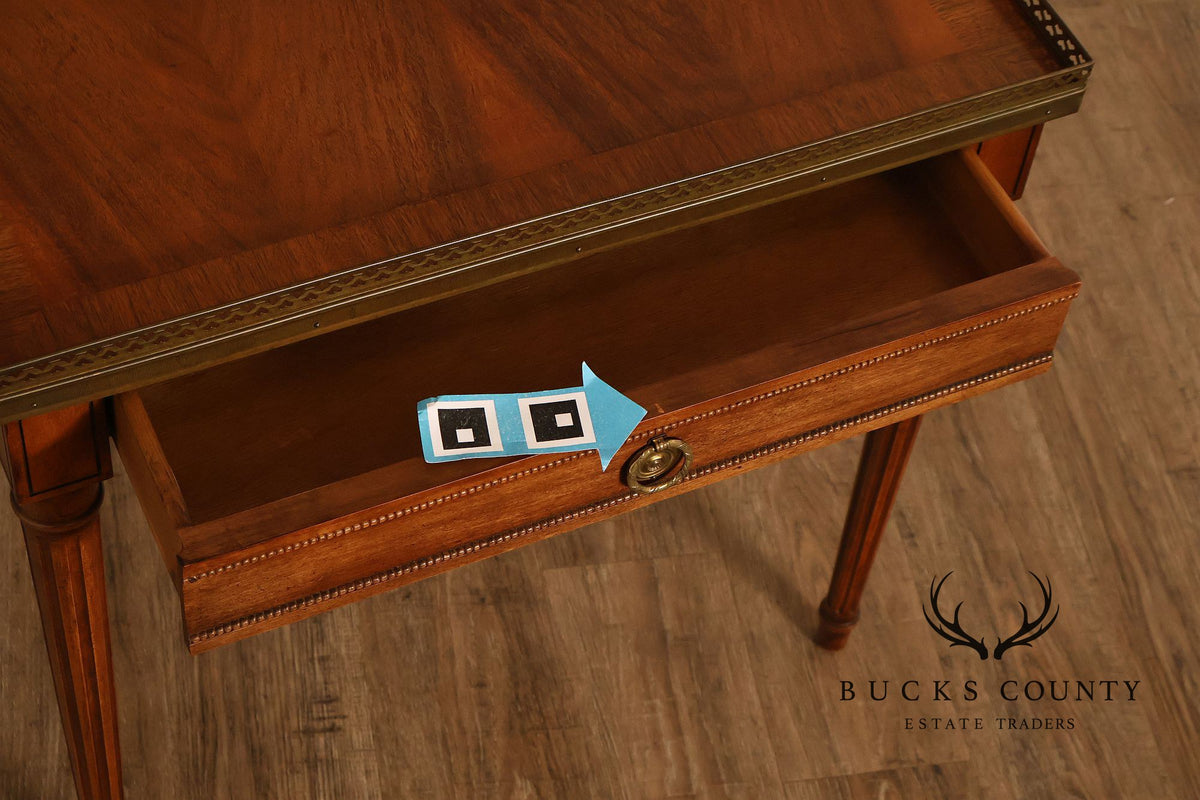 Title: Baker Furniture Louis XVI Style Mahogany Brass Gallery Side Table