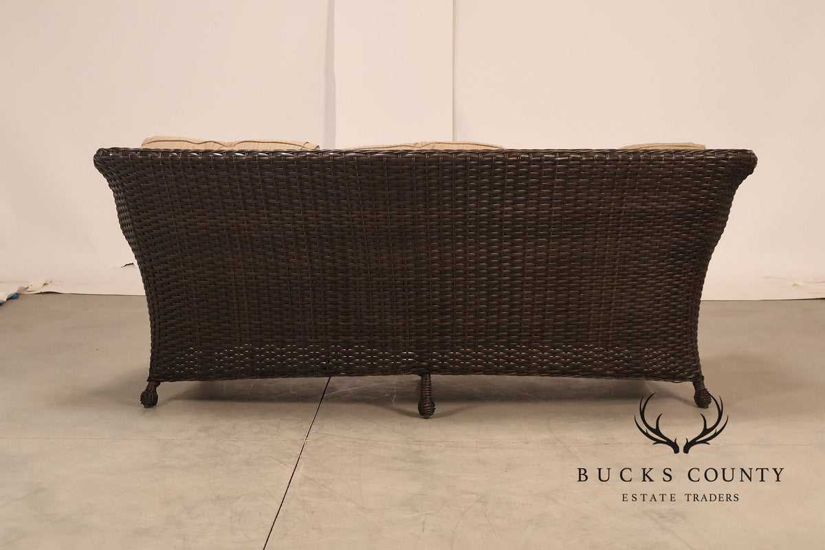 Nothhcape Outdoor Wicker Curved 'Richmond' Patio Sofa With Sunbrella Cushions
