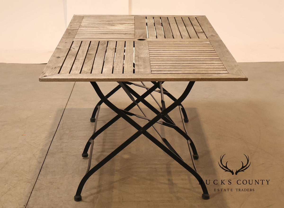 Ballard Designs Giardino 7 Piece Outdoor Dining Set with Teak Table and Iron Chairs