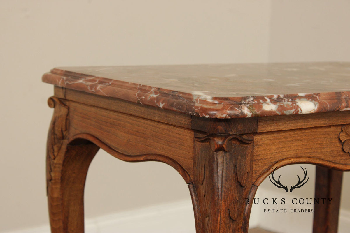 French Louis XV Style Marble Top End Table