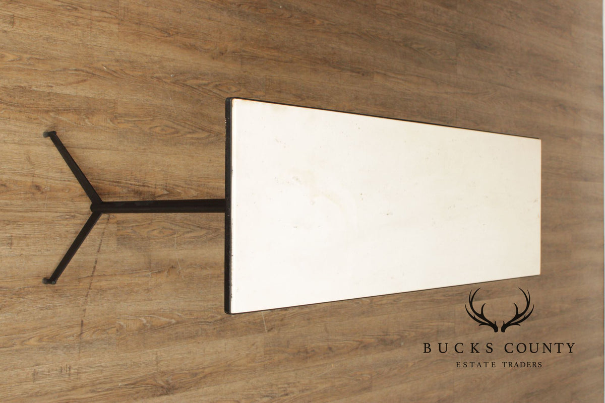 Mid Century Modern Industrial Marble Top Steel Console BarTable