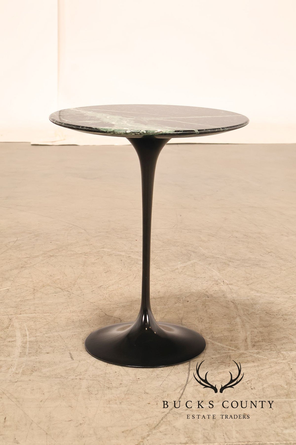 Knoll Saarinen Round Green Marble Tulip Side Table