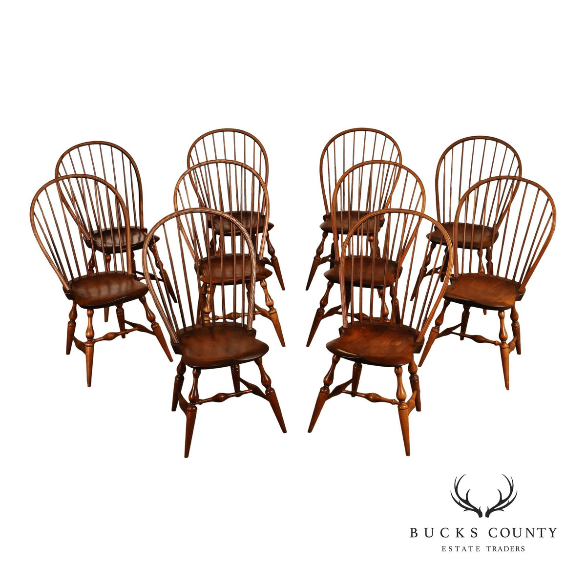Warren Chairs Works Set of Ten Windsor Dining Chairs