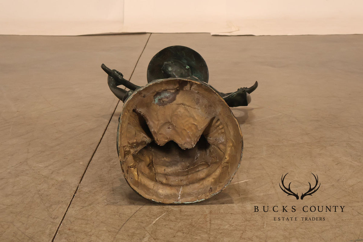 Asian Style Bronze Water Carrier Figural Sculpture