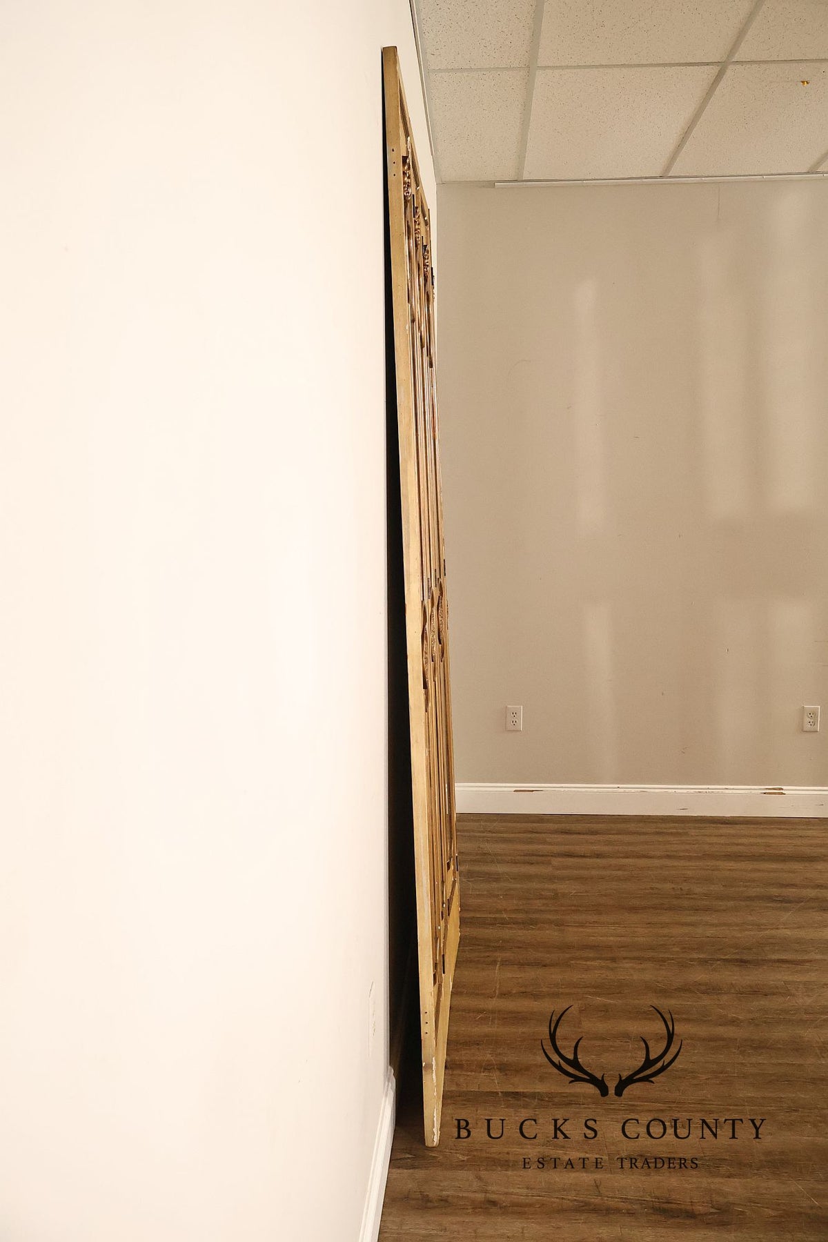 Vintage Rococo Style Painted & Mirrored Four-Panel Folding Screen