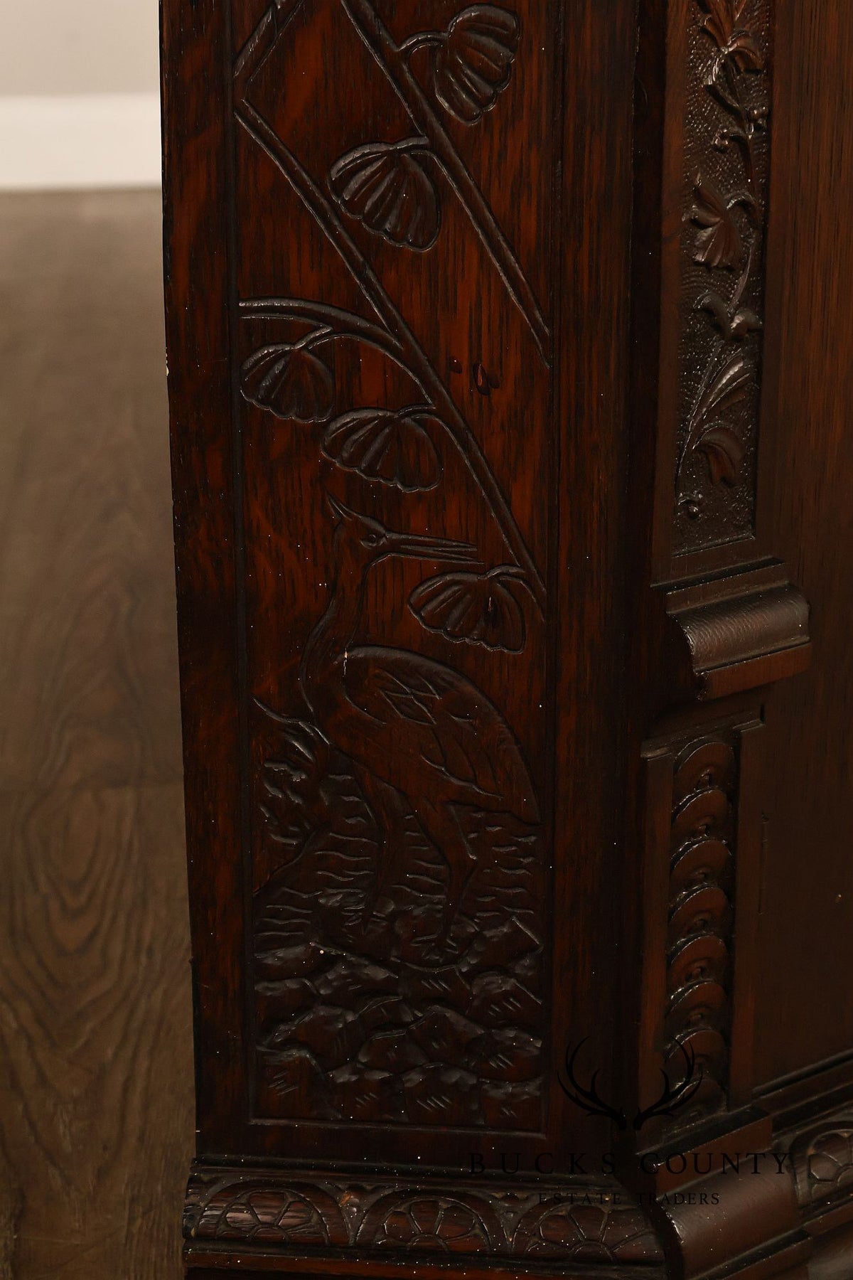 Antique RJ Horner Style Victorian Carved Oak Corner Cabinet