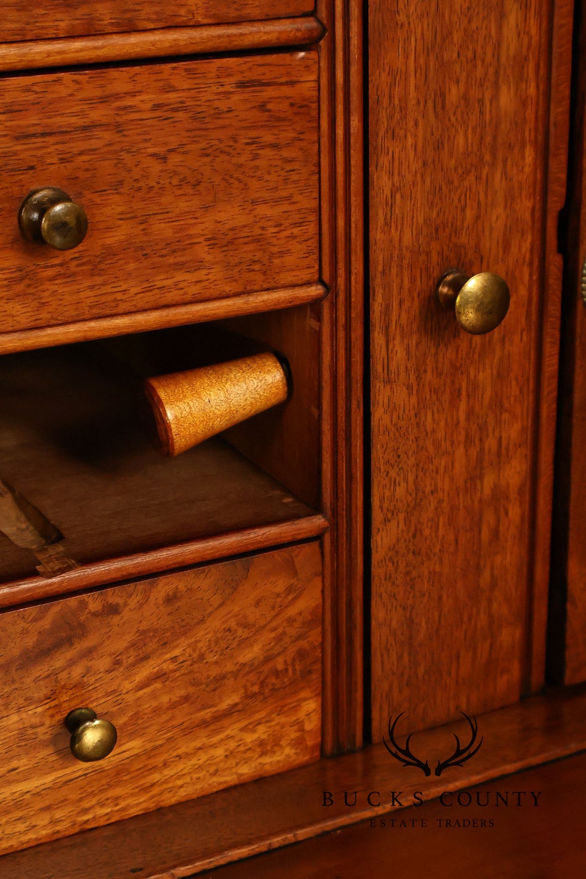 Antique Traditional Cherry Slant-Front Secretary Desk With Secret Compartments