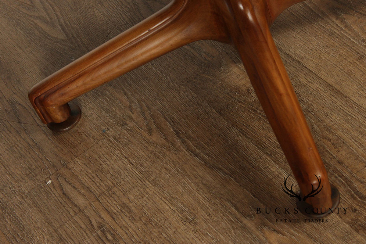 Mid Century Modern Round Walnut Extendable Dining Table