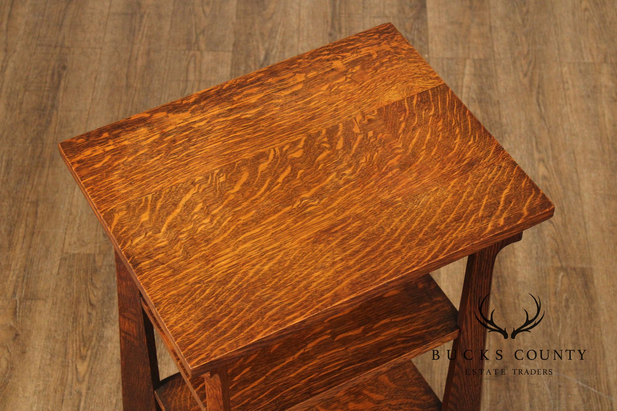 Antique Arts & Crafts Oak Etagere