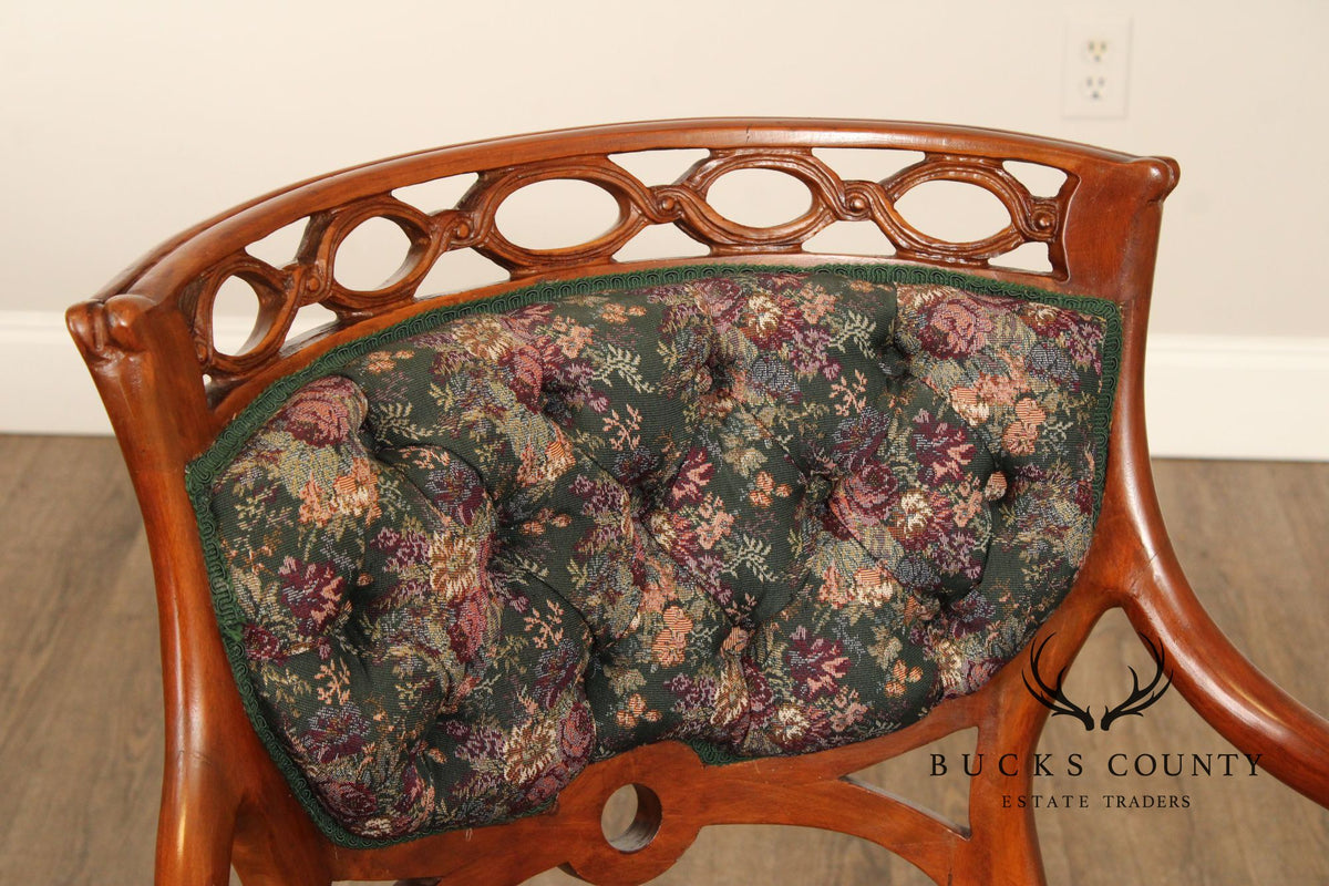 Regency Style Pair of Carved Parlor Armchairs