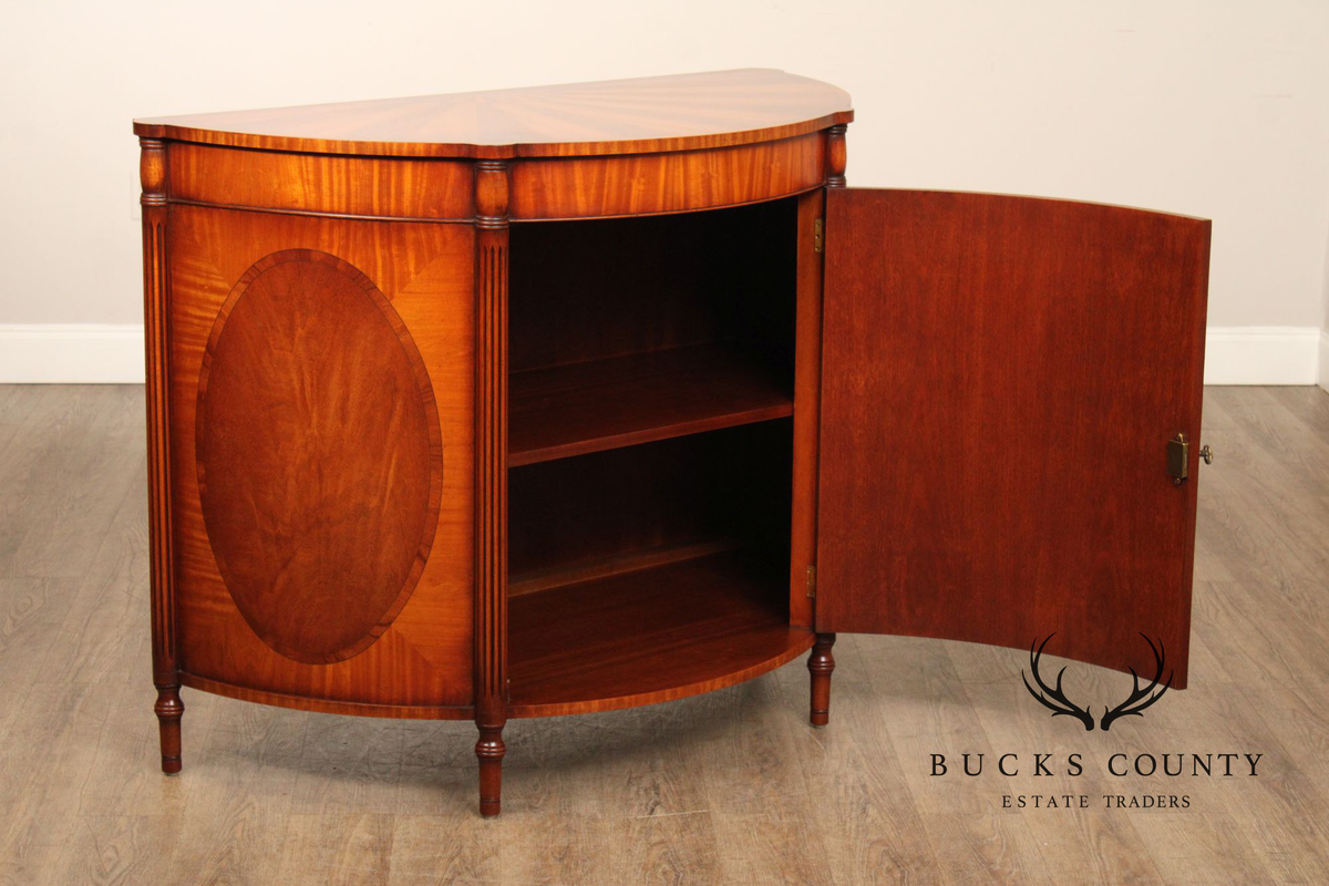 Georgian Style Demilune Cabinet With Starburst Inlay