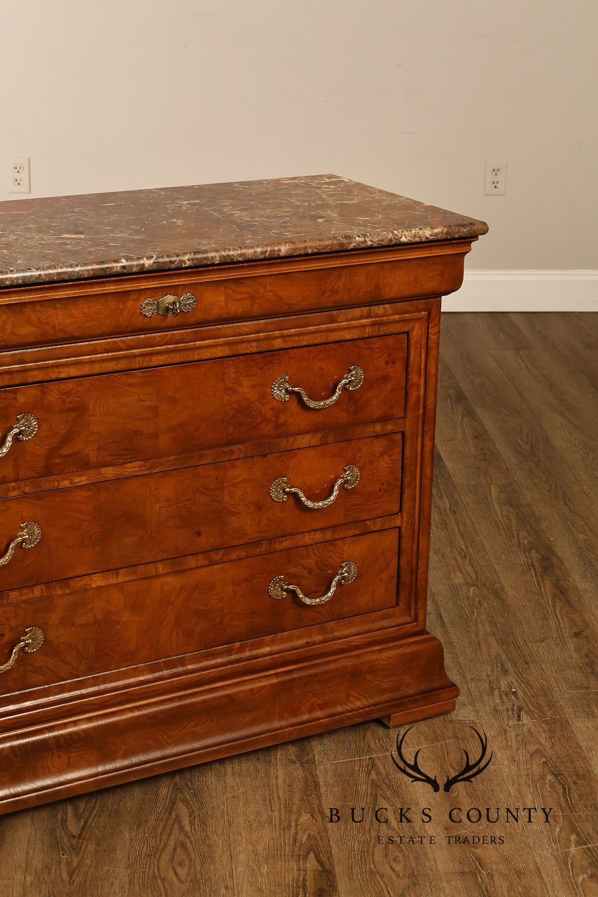 Henredon 'Charles X' Pair of Marble Top Chests