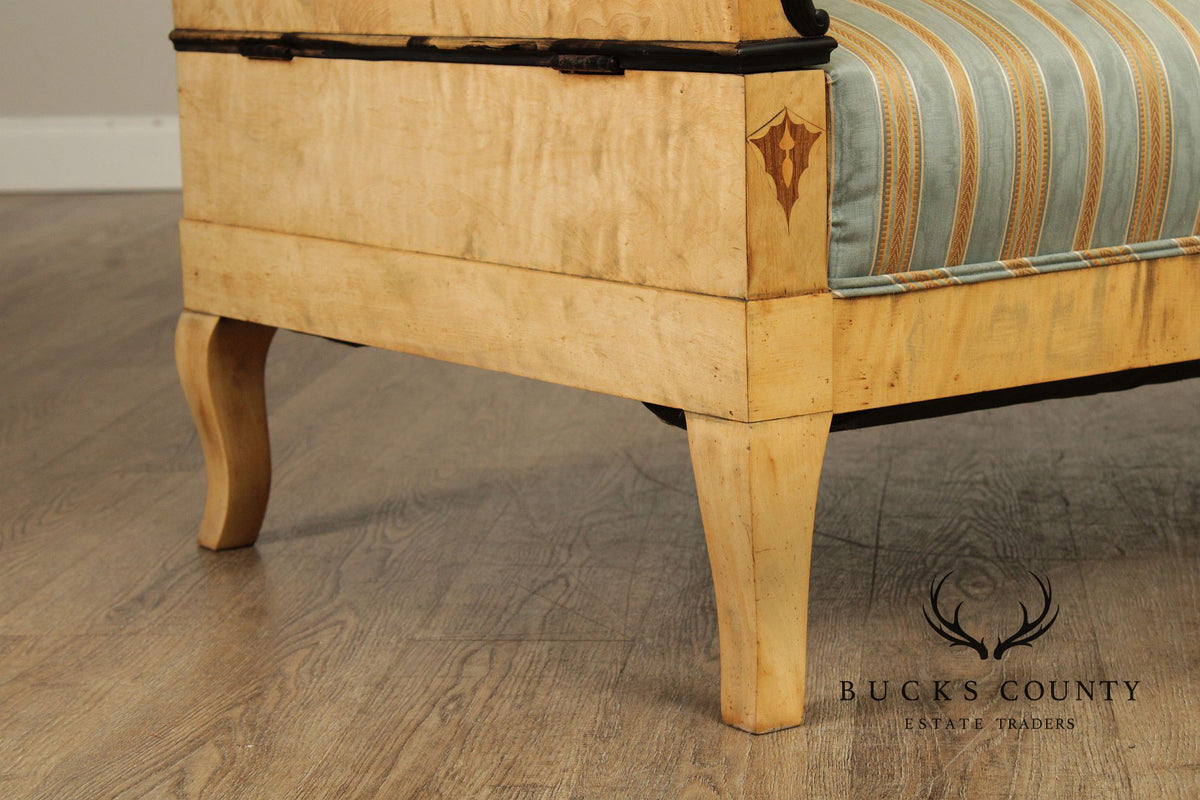 Antique Biedermeier Inlaid Flame Birch Sofa