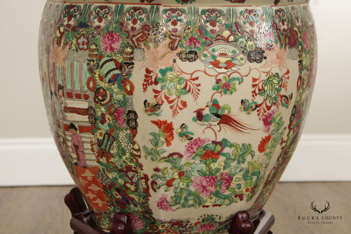 Chinese Famille Rose Enameled Porcelain Fishbowl Planter