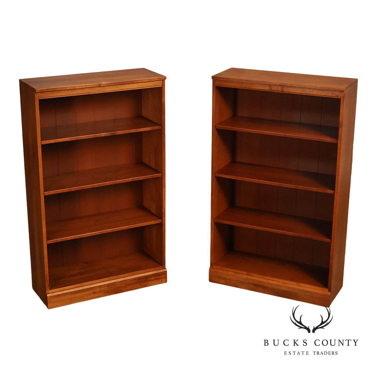 Ethan Allen 'Country Colors' Pair Of Maple Open Bookcases