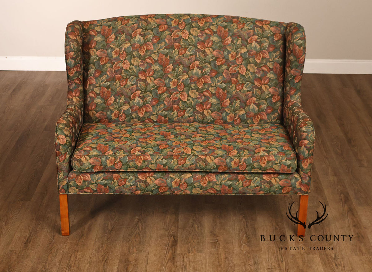 Traditional Upholstered Loveseat With Floral Fabric