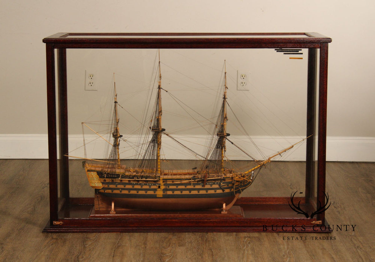 Model Ship 'HMS Victory' In Wooden Display Case