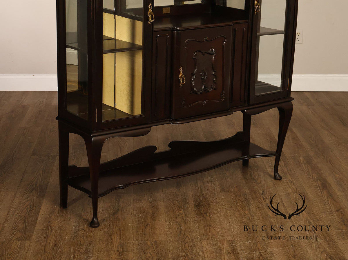 Antique Edwardian Mahogany Double Door Display Cabinet