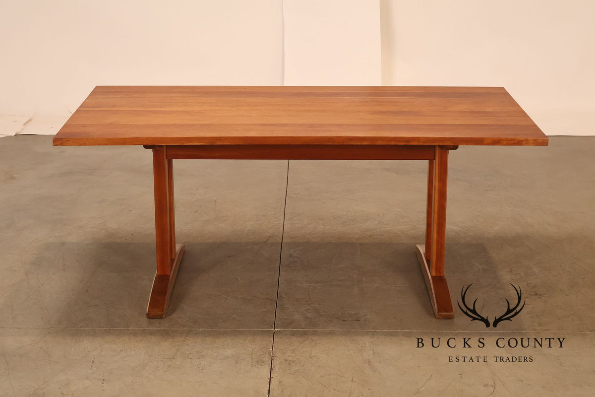 Stickley Cherry Double Pedestal Extension Dining Table With Two Leaves