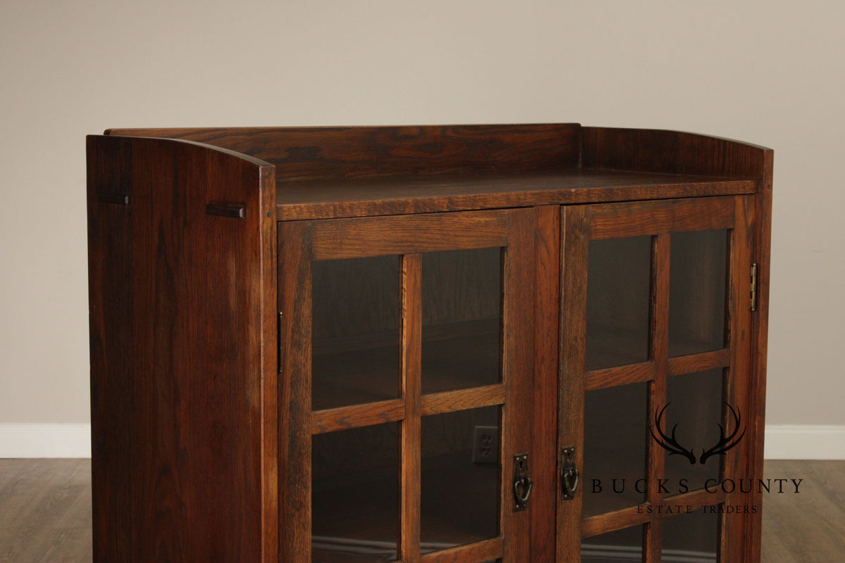 Antique Mission Oak Two Door Bookcase
