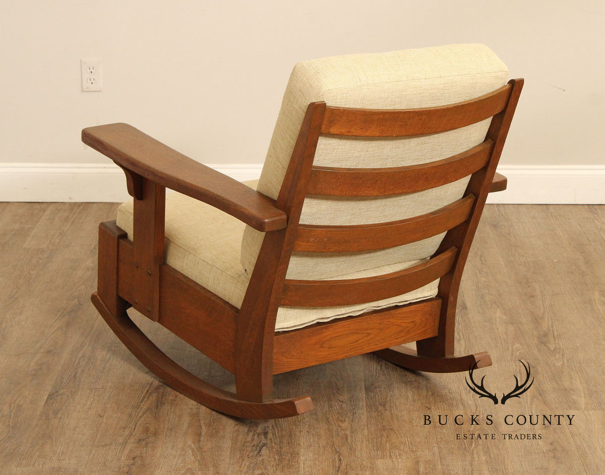 Limbert Antique Mission Oak Paddle-Arm Rocker