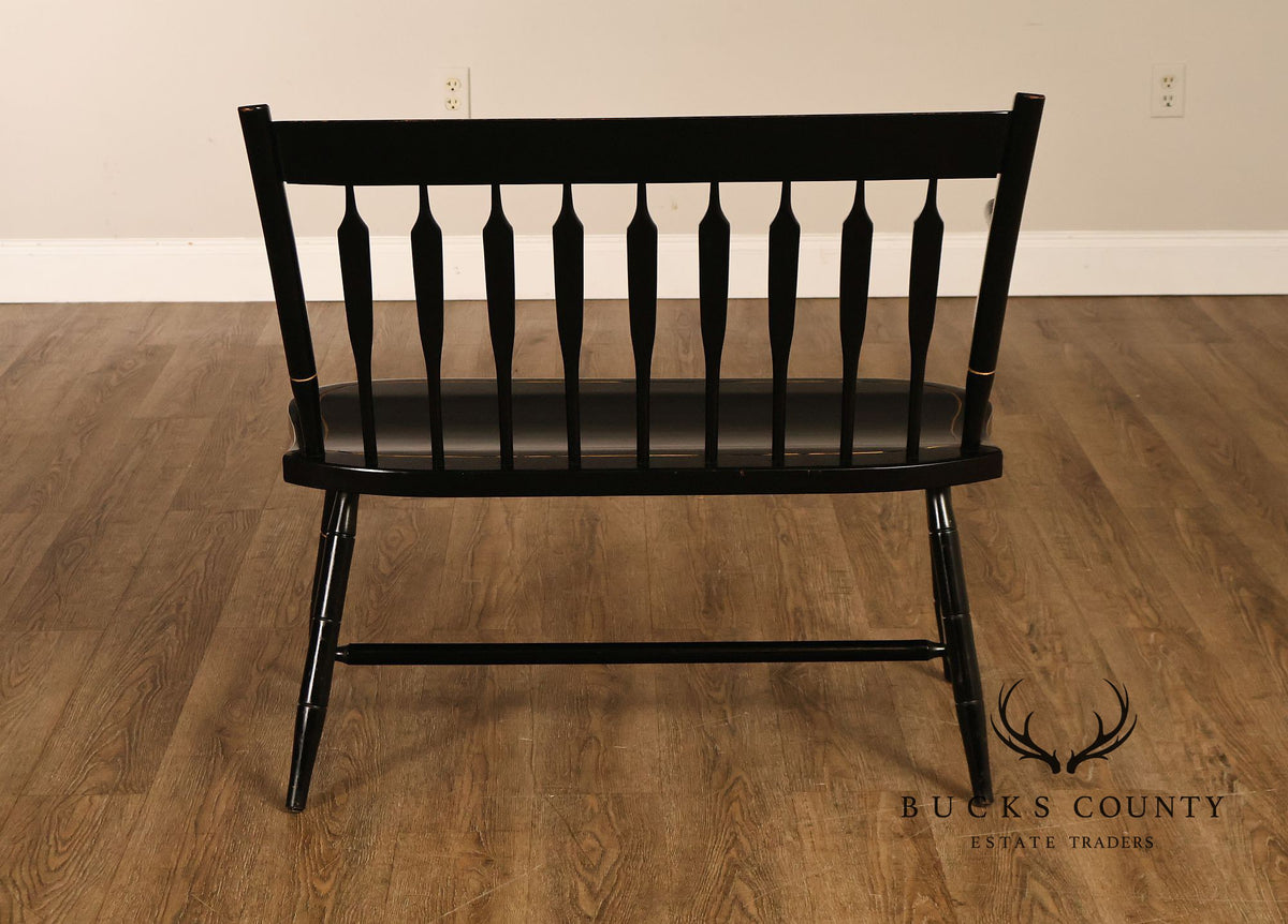 Nichols & Stone Black Stenciled Windsor Bench