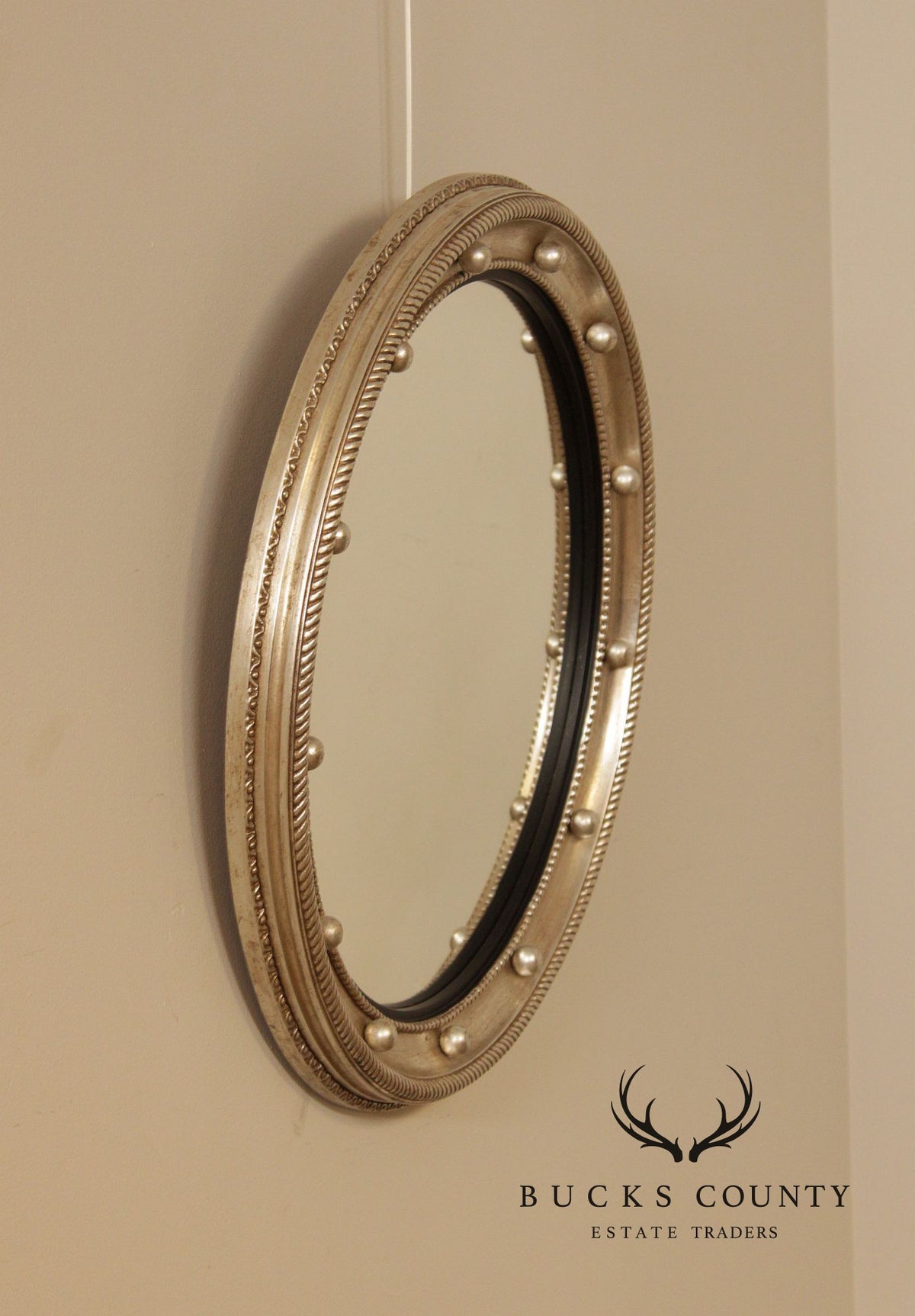 Friedman Brothers Round Silver Painted Bullseye Mirror