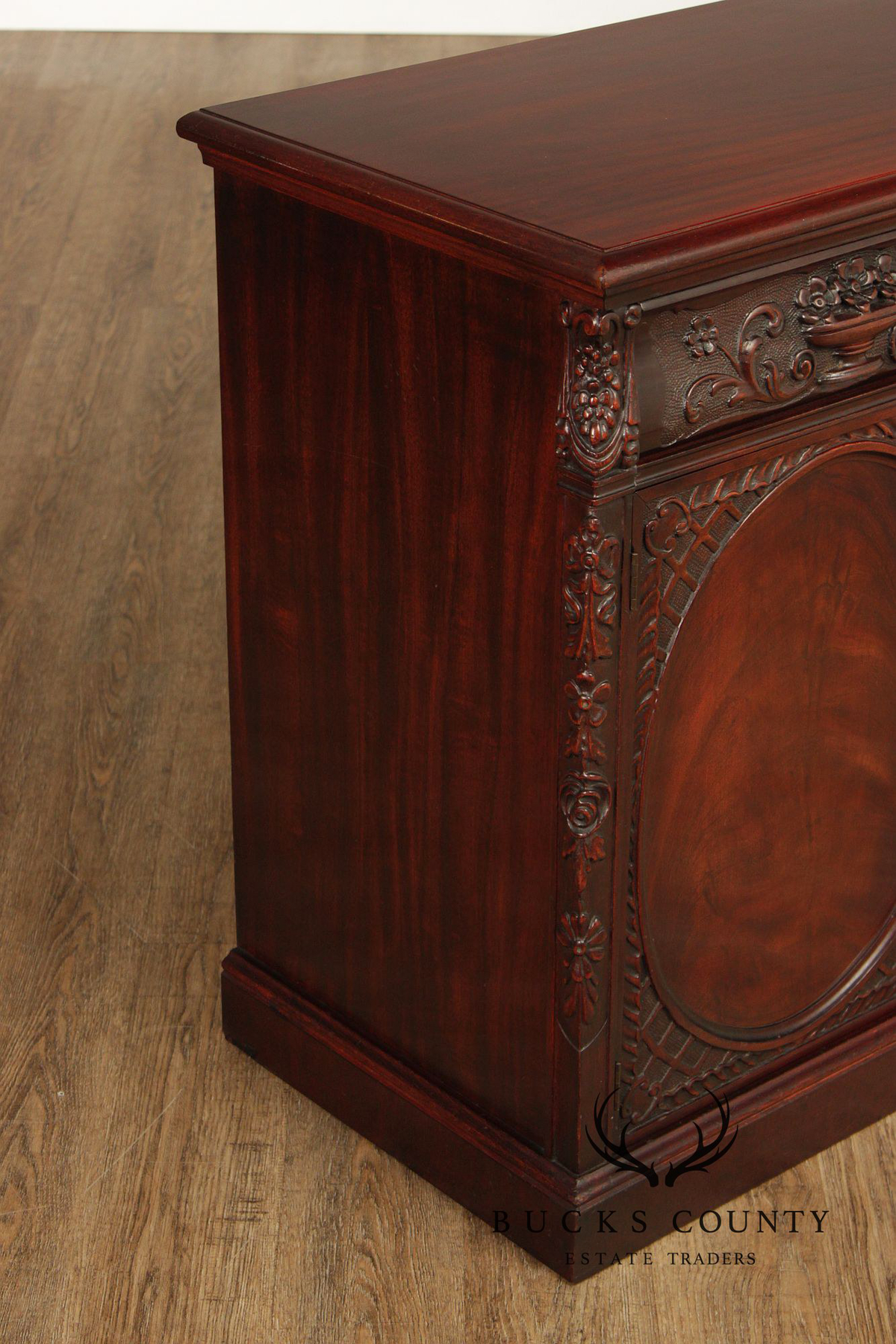 1940's Vintage Carved Mahogany Server Cabinet