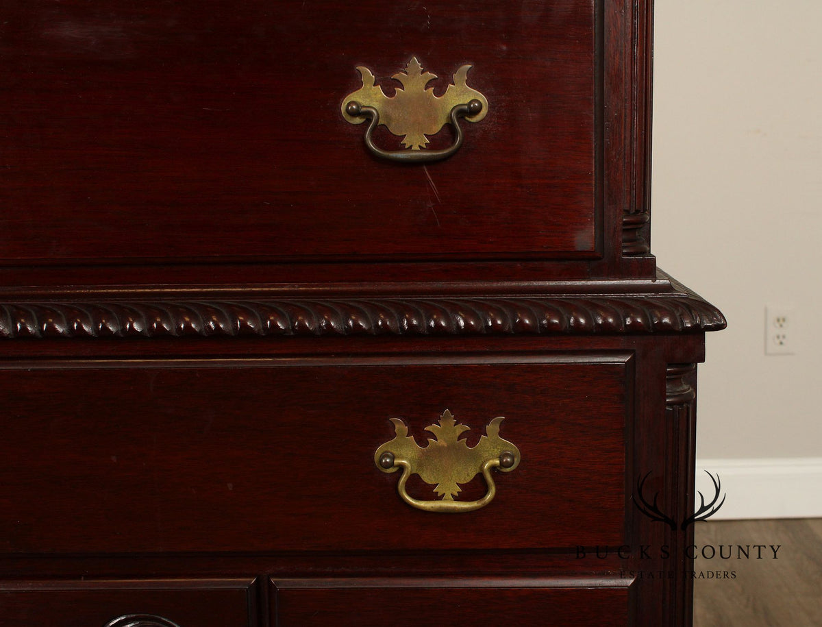Chippendale Style Antique Bench Made Mahogany Highboy Chest