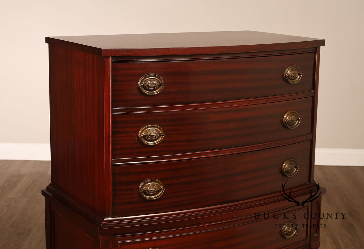 1940s Hepplewhite Style Mahogany Chest On Chest