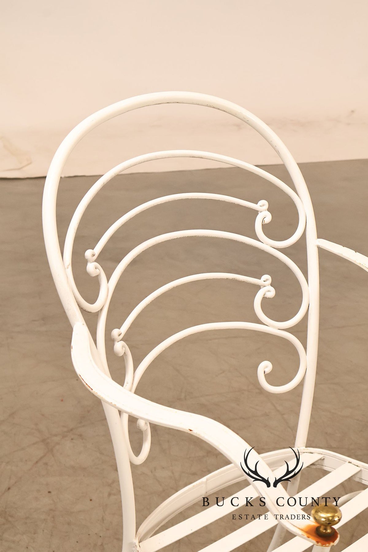 Woodard Pair of Wrought Iron Outdoor 'Ribcage' Armchairs