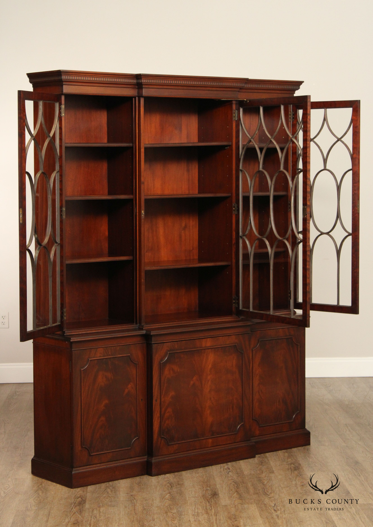 Charak Georgian Style Mahogany Hand Crafted Breakfront