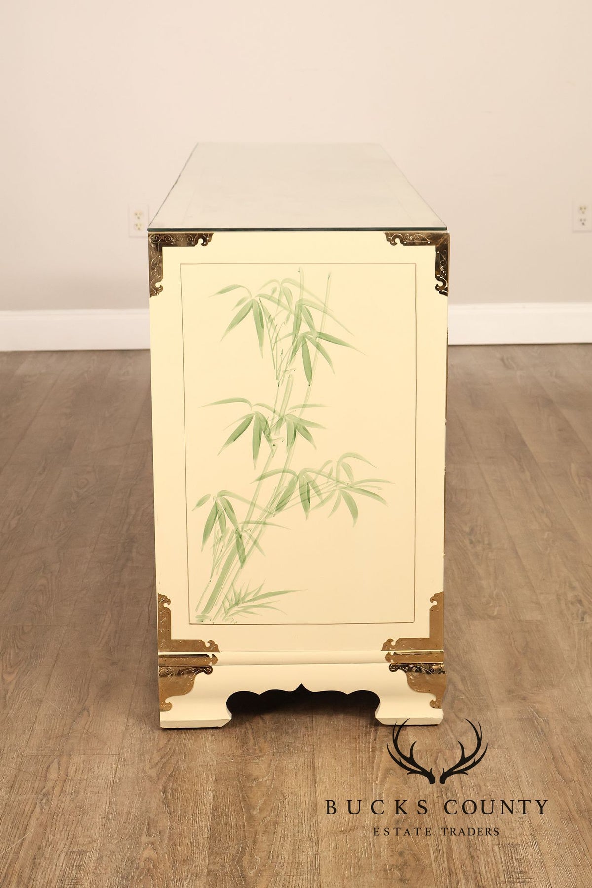 Painted Chinoiserie Style Dresser With Brass Hardware
