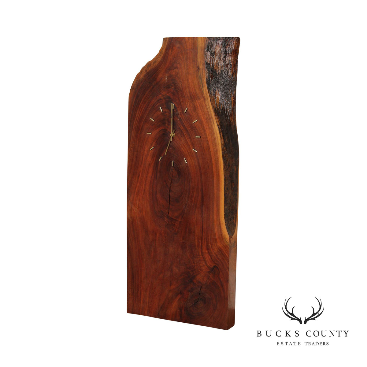 Mid Century Modern Style Live Edge Solid Wood Slab Wall Clock