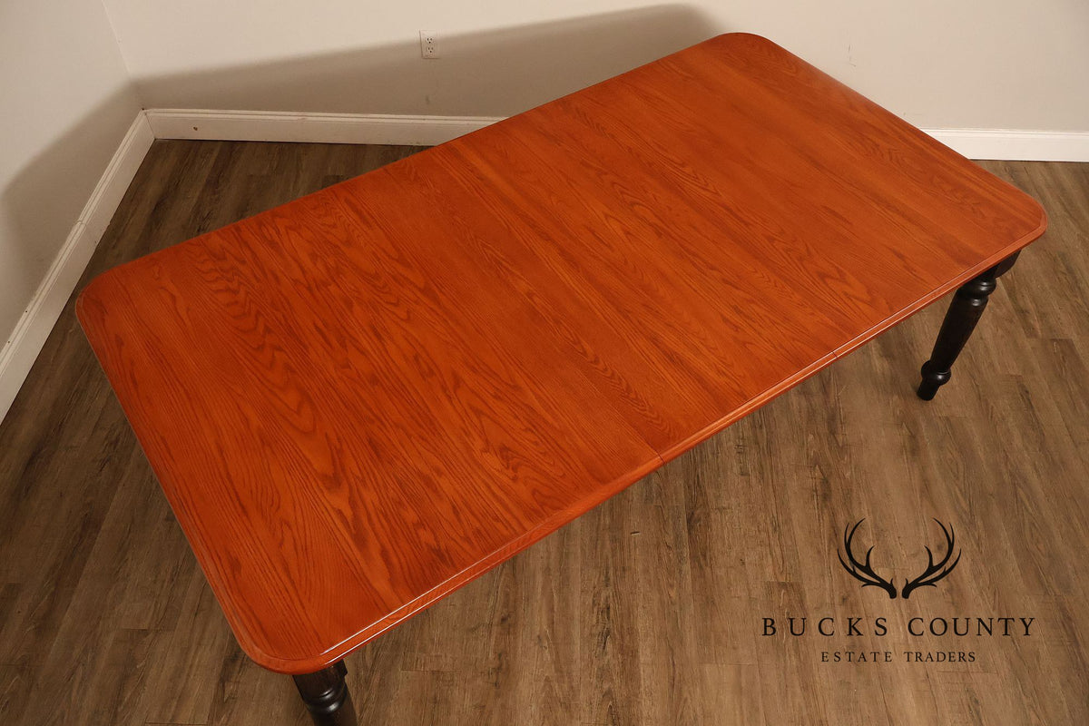 Farmhouse Style Oak Expandable Dining Table