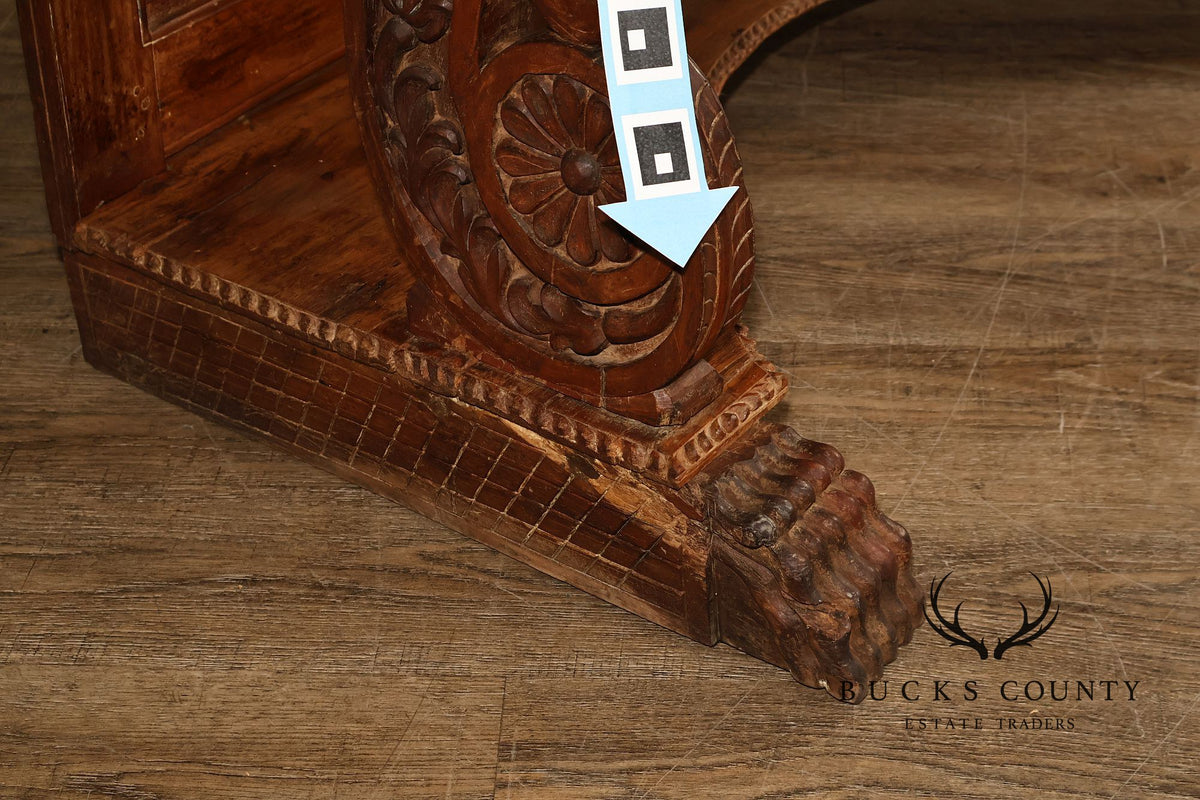 Antique Anglo Indian Pair of Carved Hardwood Console Tables