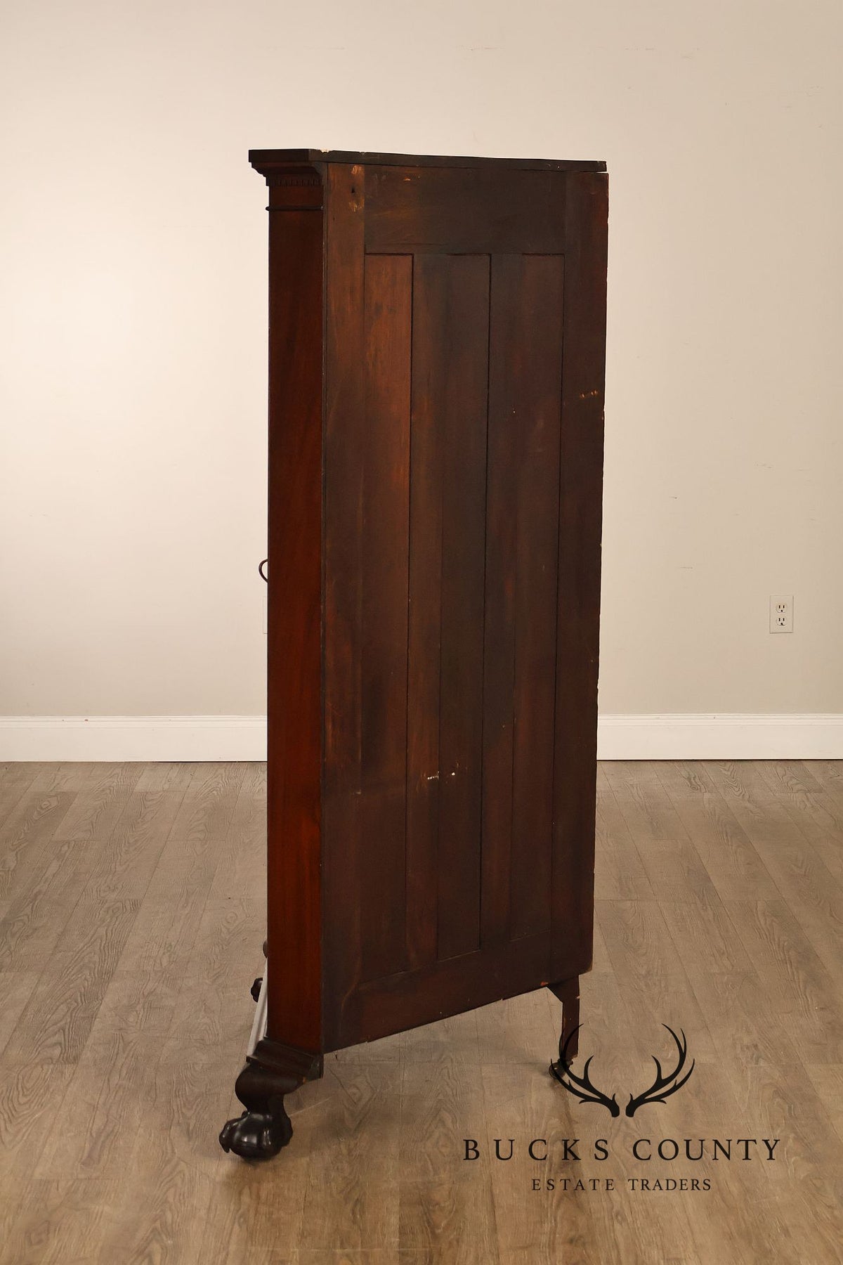 Renaissance Revival Carved Mahogany Corner Bookcase