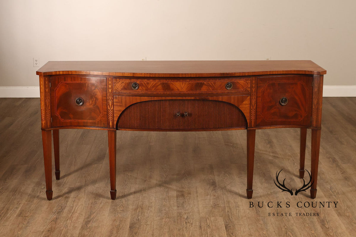 Federal Style Custom Mahogany Sideboard With Inlay And Tambour Door