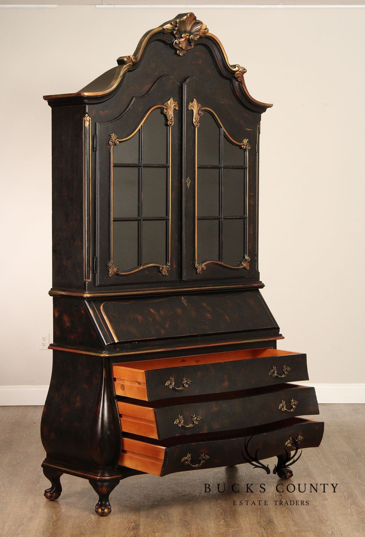 Hekman Italian Rococo Style Bombe Secretary Writing Desk